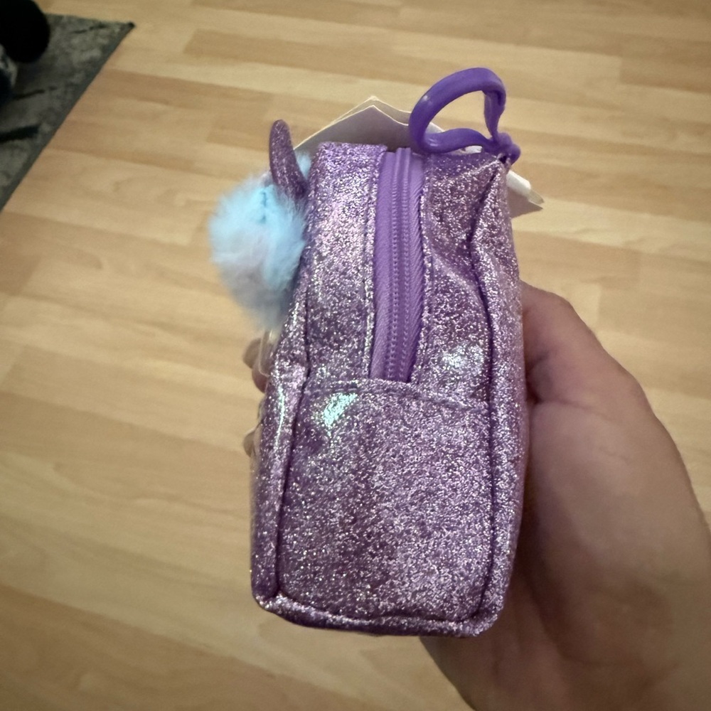 Purple Glitter Cat Kids Coin Purse - Picture 5 of 6